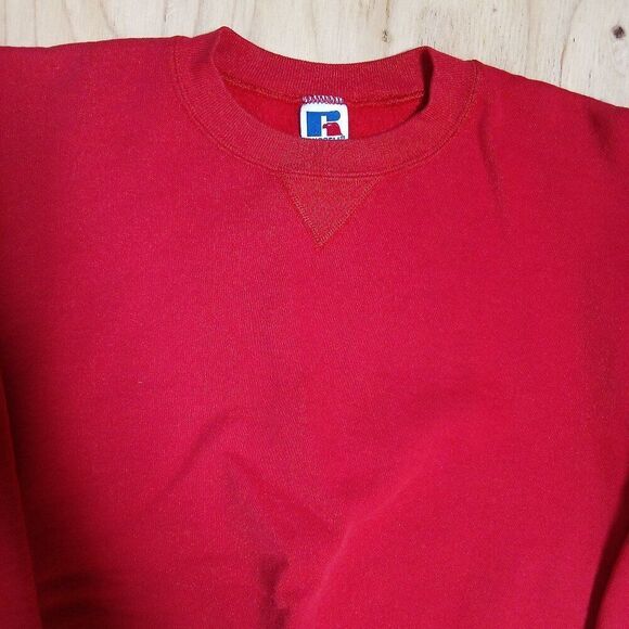 Vintage Russell Athletic Blank Crewneck Sweatshirt Red - Picture 2 of 5